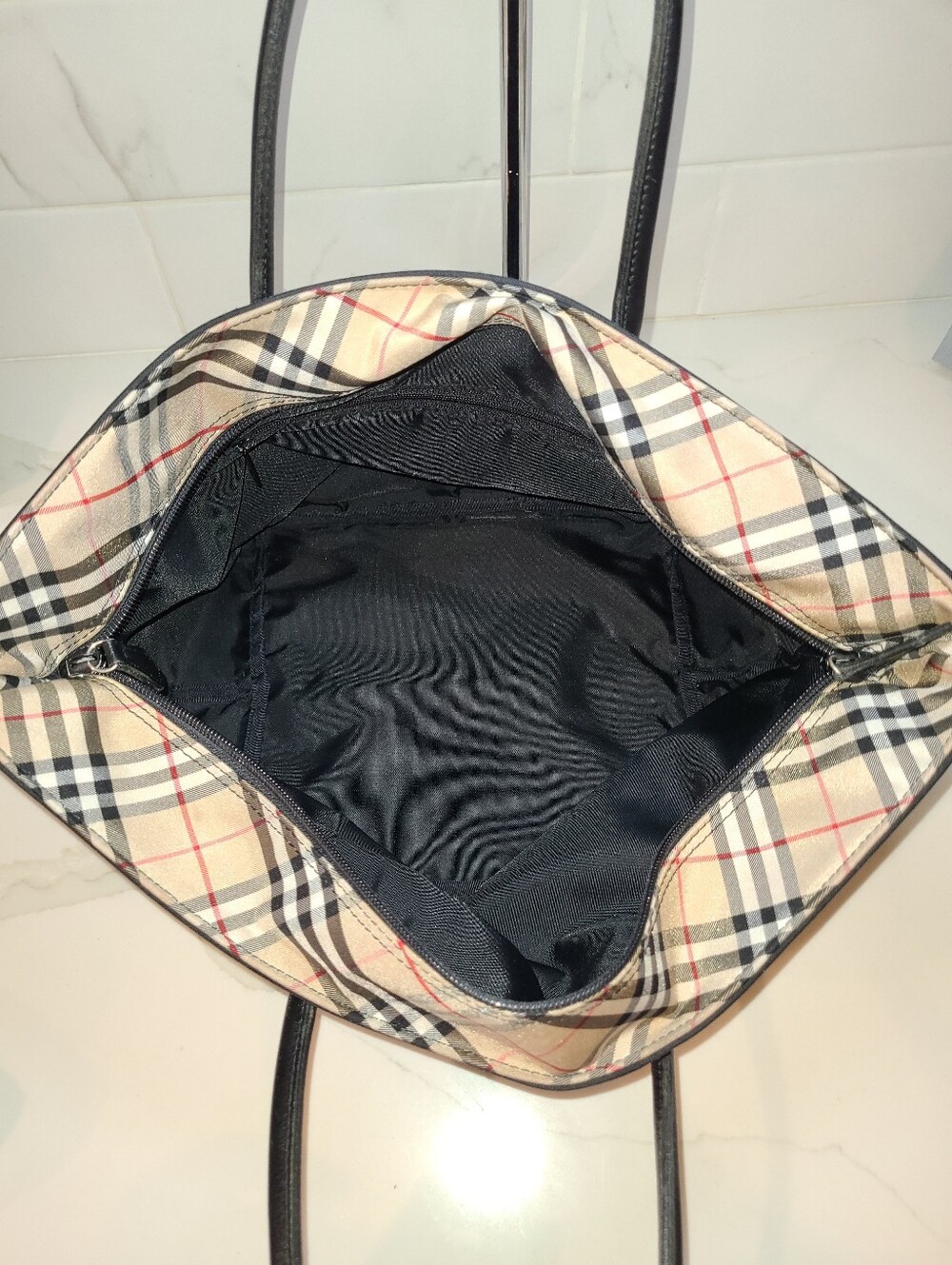 Burberry Blue Label Nova Check Nylon Tote With Leather Handles - Picture 11 of 13